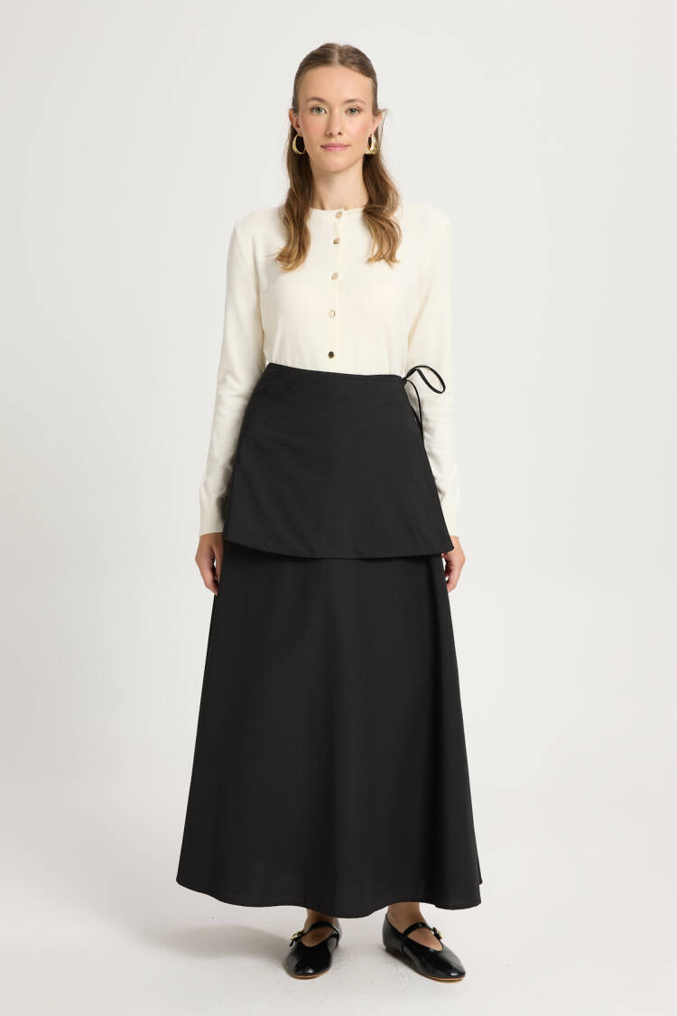 Black Elegant Modest High Waist Maxi Wrap Tie Skirt - Brand: First Angels - Women & Kids, Baby Clothes Wholesale - Globality Store