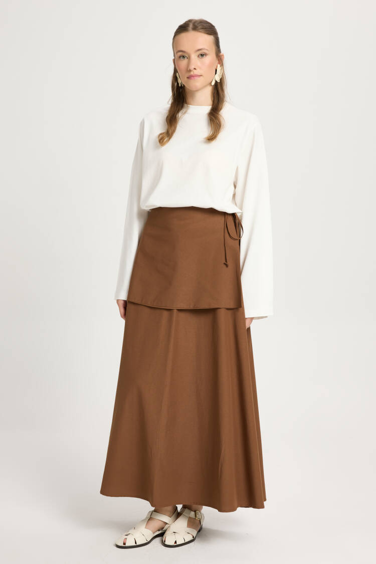 Brown Wrap Maxi Skirt With High Waist Tie Closure - Brand: First Angels - Women & Kids, Baby Clothes Wholesale - Globality Store