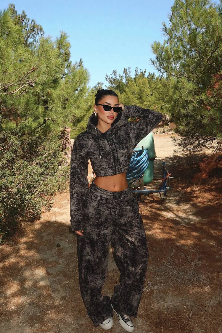 Oversized Sport Tracksuit With Bleached Pattern