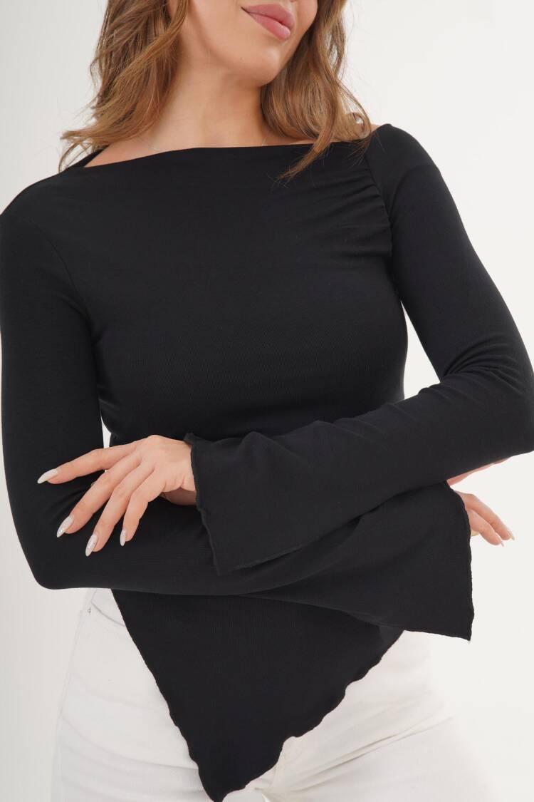 Slim Fit Boat Neck Blouse