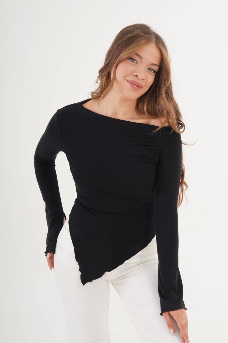 Slim Fit Boat Neck Blouse