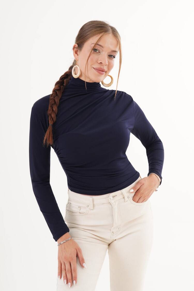 Blouse With High Neck And Slim Fit - Brand: Lustrin - Women & Kids, Baby Clothes Wholesale - Globality Store