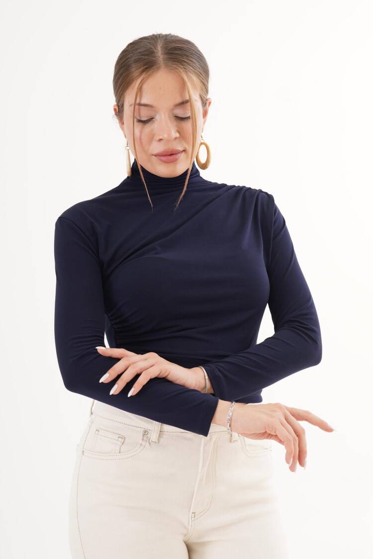 Blouse With High Neck And Slim Fit