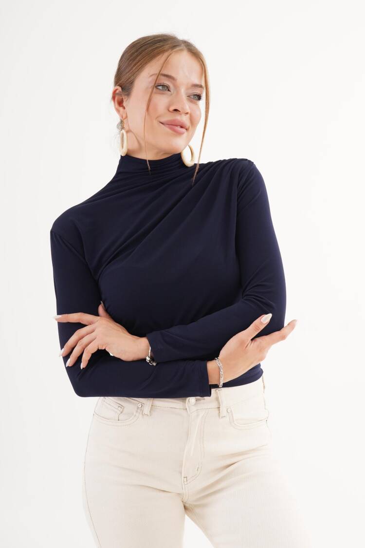 Blouse With High Neck And Slim Fit