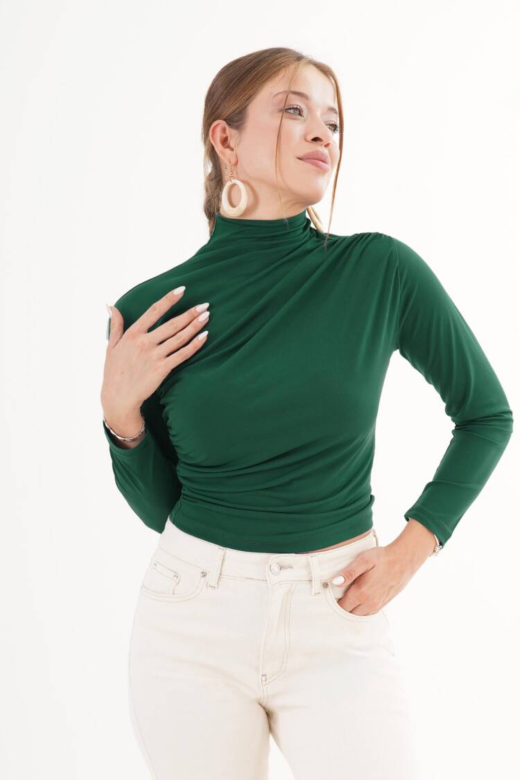 Slim Fit High Neck Blouse - Brand: Lustrin - Women & Kids, Baby Clothes Wholesale - Globality Store