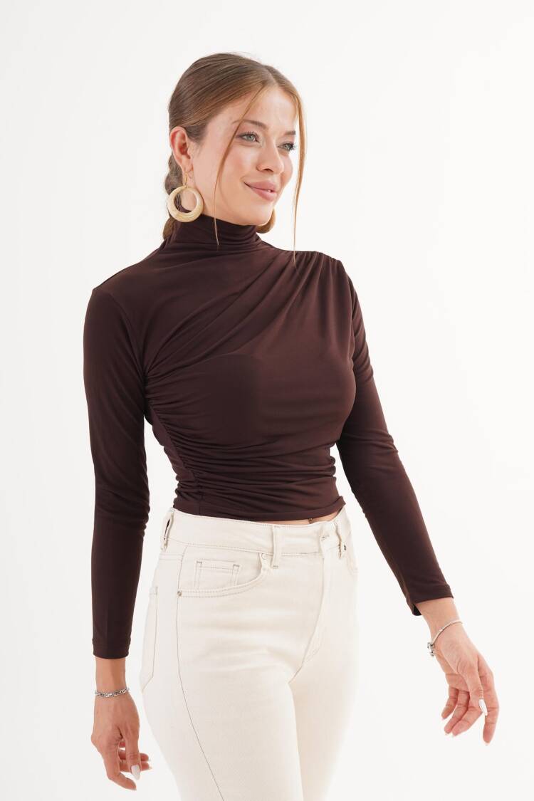 Elegant Slim Fit Blouse With High Neck - Brand: Lustrin - Women & Kids, Baby Clothes Wholesale - Globality Store