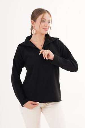 Black Sweater With V-Neck And Long Sleeves - Brand: Lustrin - Women & Kids, Baby Clothes Wholesale - Globality Store