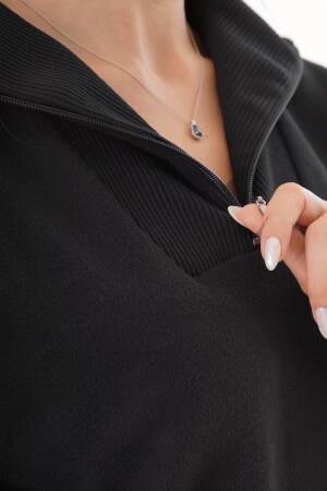 Black Sweater With V-Neck And Long Sleeves - Brand: Lustrin - Women & Kids, Baby Clothes Wholesale - Globality Store