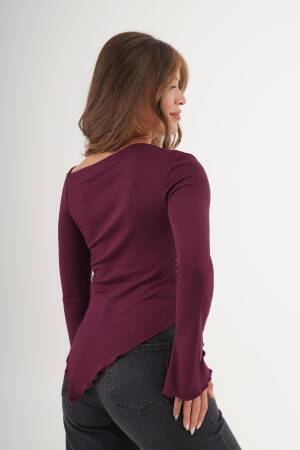 Claret Red Blouse With Bell Sleeves And Boat Neck - Brand: Lustrin - Women & Kids, Baby Clothes Wholesale - Globality Store