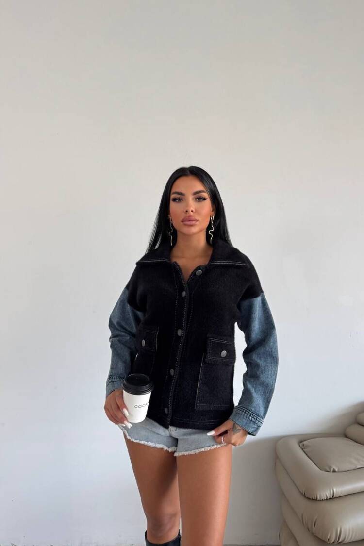 Casual Vintage Color Block Overshirt Jacket