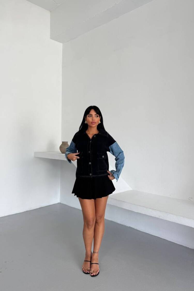 Casual Vintage Color Block Overshirt Jacket