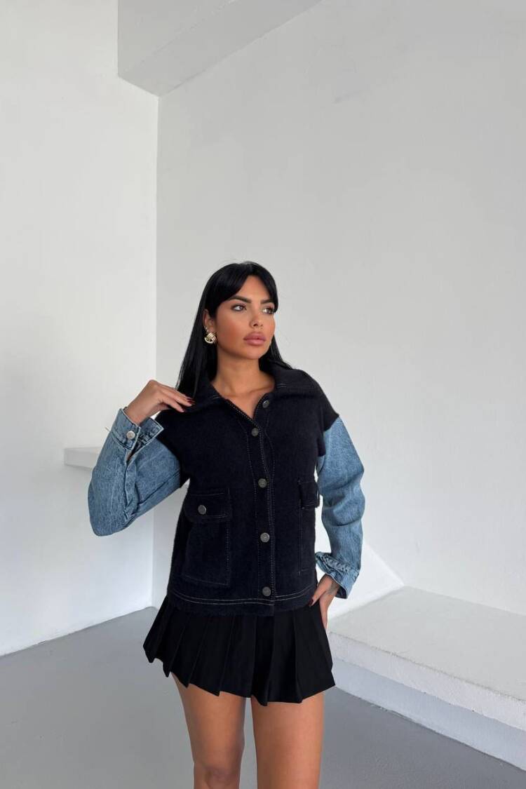 Casual Vintage Color Block Overshirt Jacket