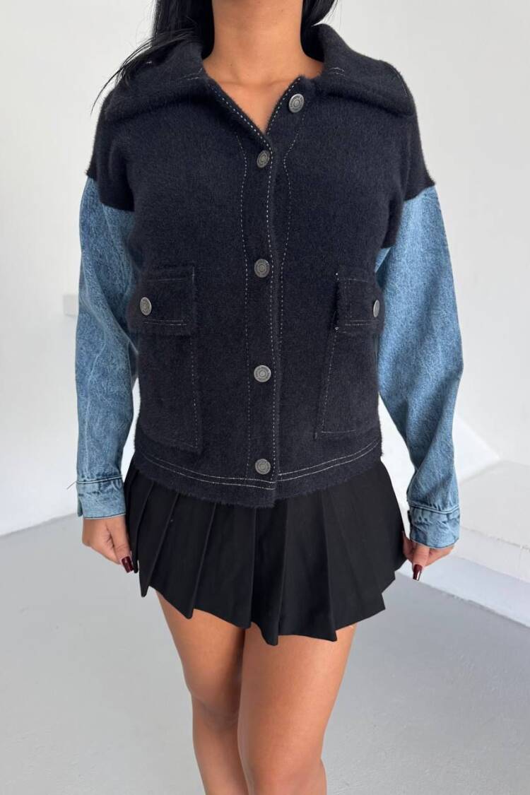 Casual Vintage Color Block Overshirt Jacket