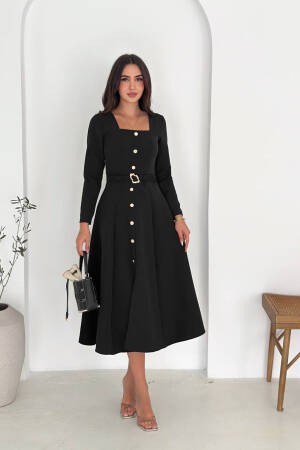 ElegantFit And Flare Dress With Square Neck - Brand: Mode Roy - Women & Kids, Baby Clothes Wholesale - Globality Store
