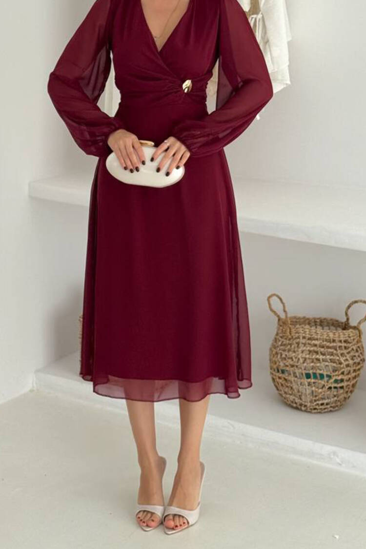 Elegant Wrap Dress With V-Neck