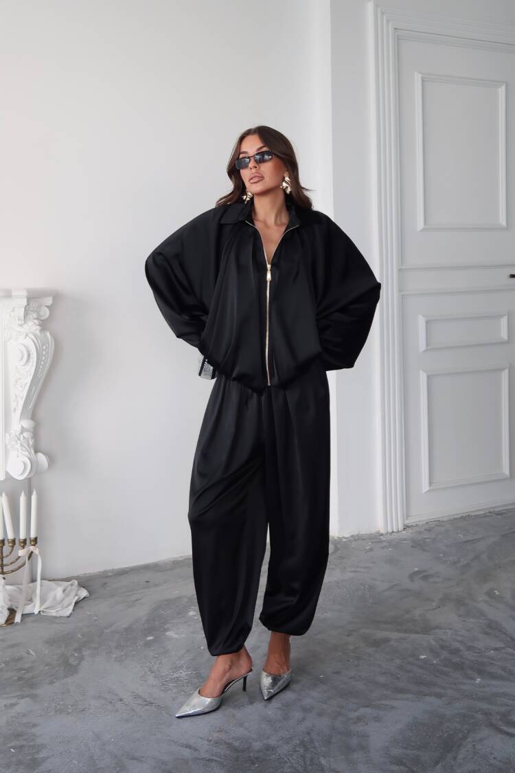 Bomber Jacket With Oversized Batwing Sleeves