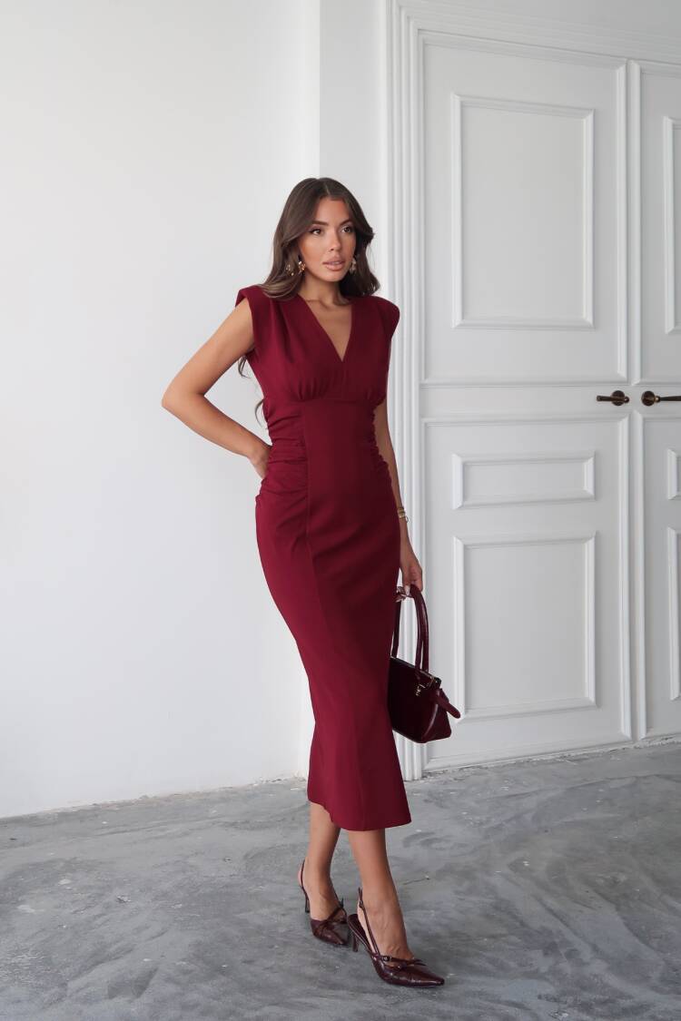Elegant Midi V-Neck Sheath Dress - Brand: Ello - Women & Kids, Baby Clothes Wholesale - Globality Store