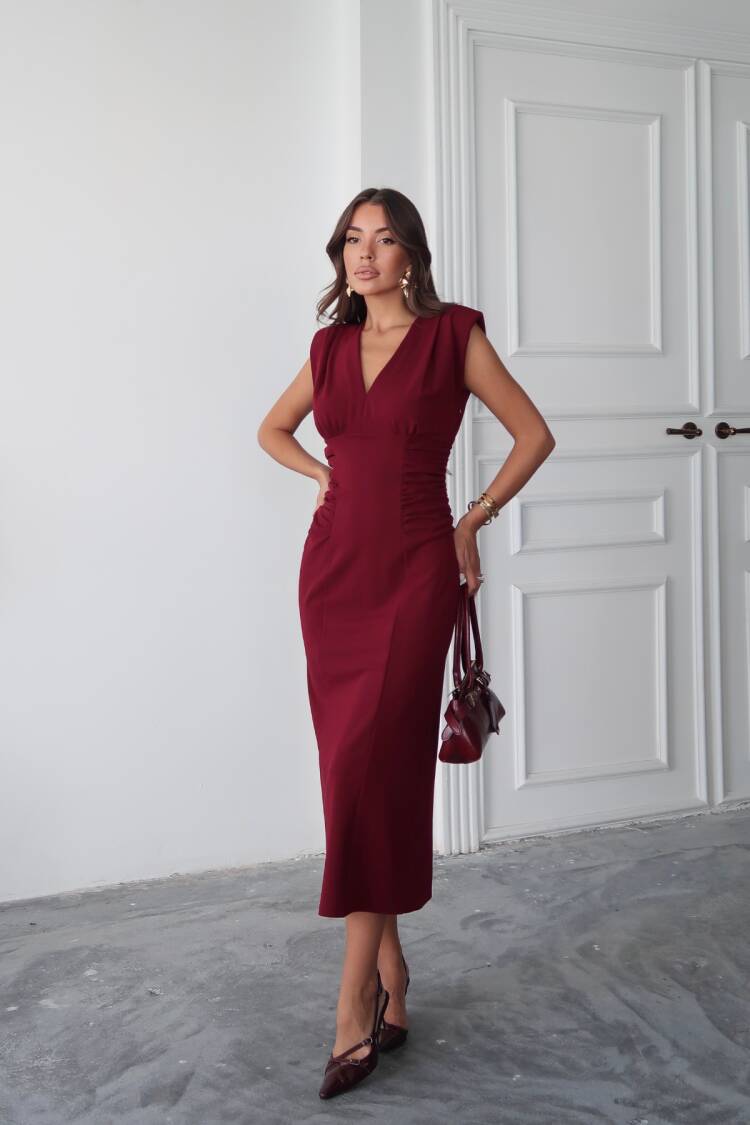 Elegant Midi V-Neck Sheath Dress