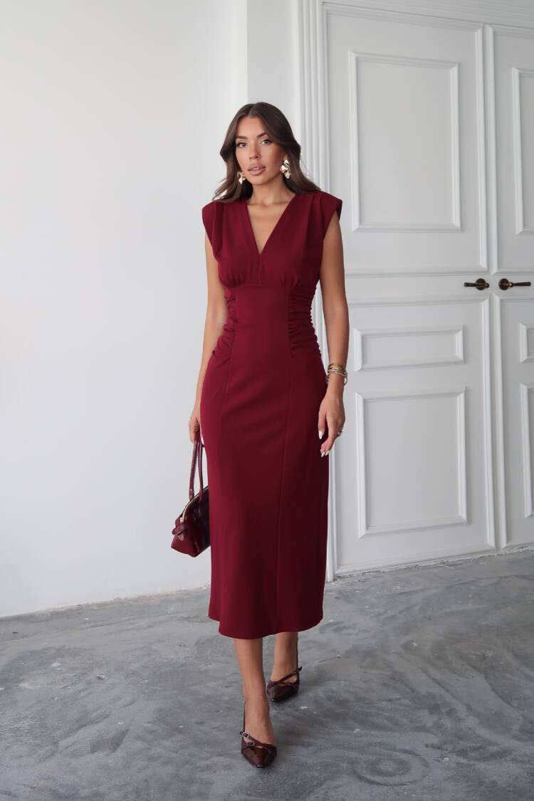 Elegant Midi V-Neck Sheath Dress
