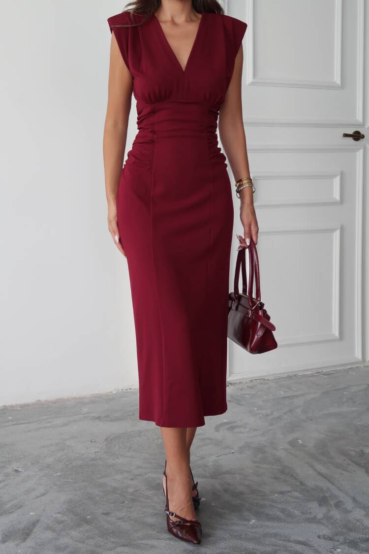 Elegant Midi V-Neck Sheath Dress