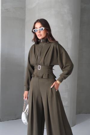 Khaki Elegant Casual Set With Palazzo Pants - Brand: Ello - Women & Kids, Baby Clothes Wholesale - Globality Store