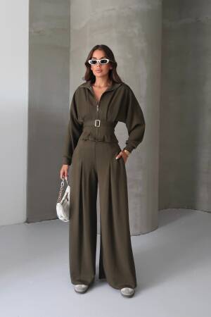 Khaki Elegant Casual Set With Palazzo Pants - Brand: Ello - Women & Kids, Baby Clothes Wholesale - Globality Store