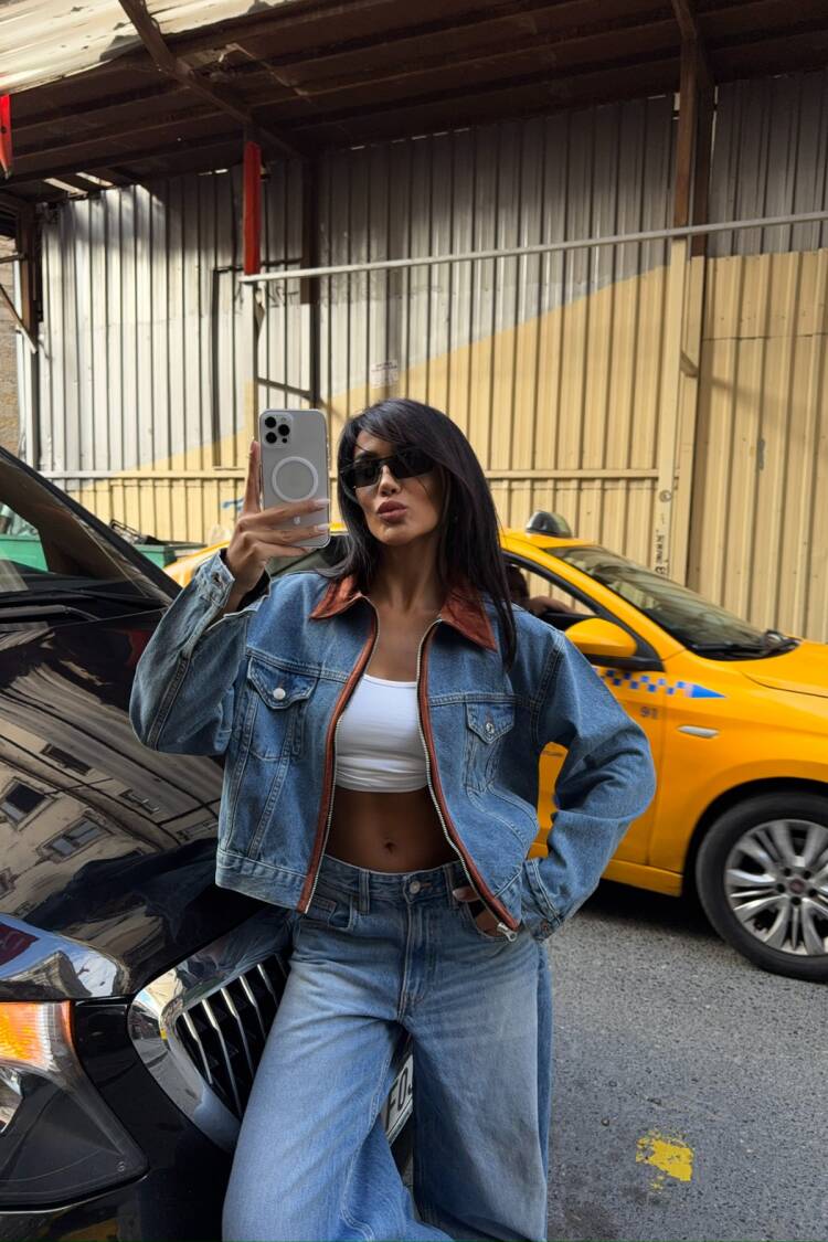 Blue Trucker Jacket Casual Streetwear Retro