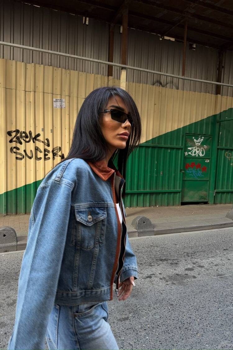Blue Trucker Jacket Casual Streetwear Retro