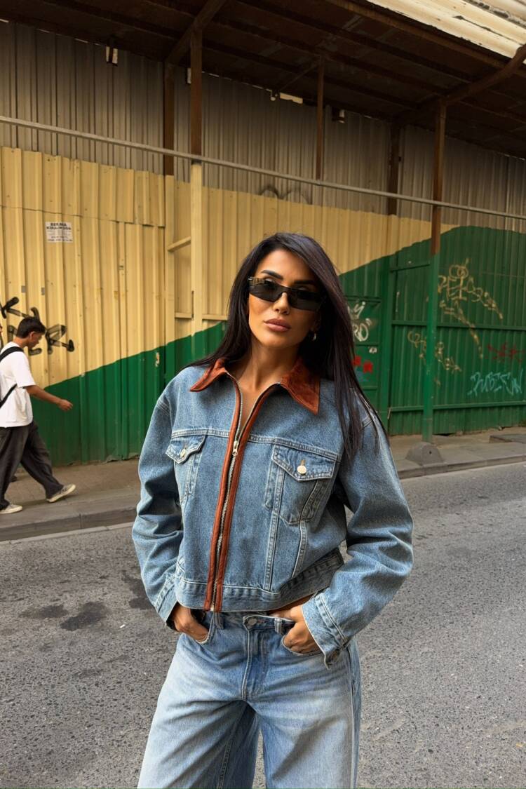 Blue Trucker Jacket Casual Streetwear Retro