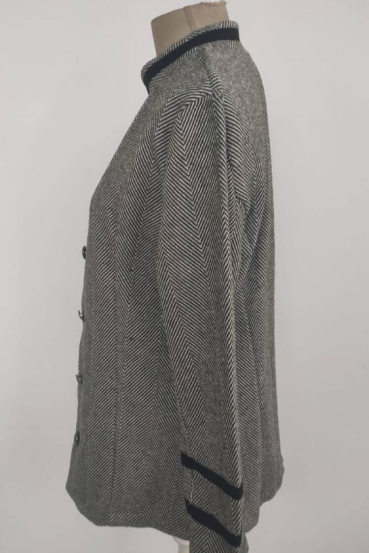 Grey Elegant Buttoned Single-Breasted Blazer Jacket