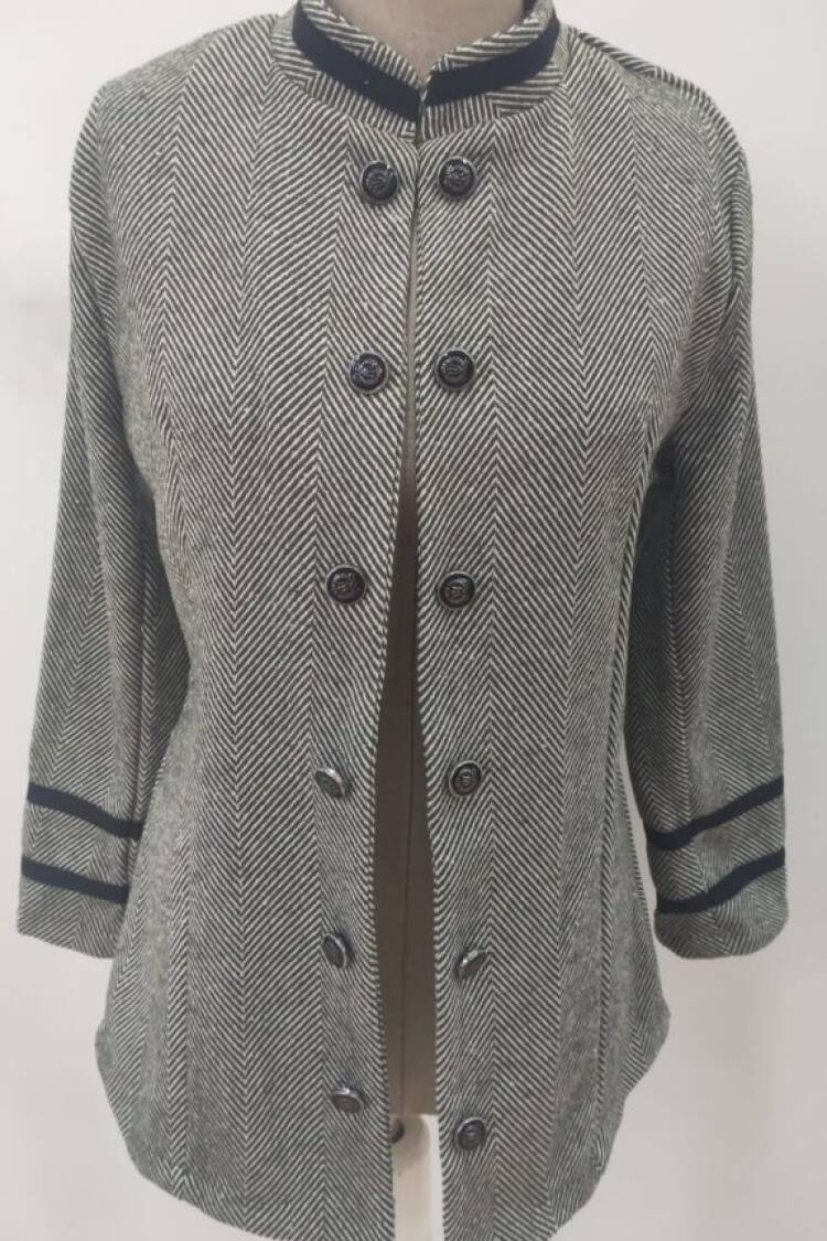 Grey Elegant Buttoned Single-Breasted Blazer Jacket