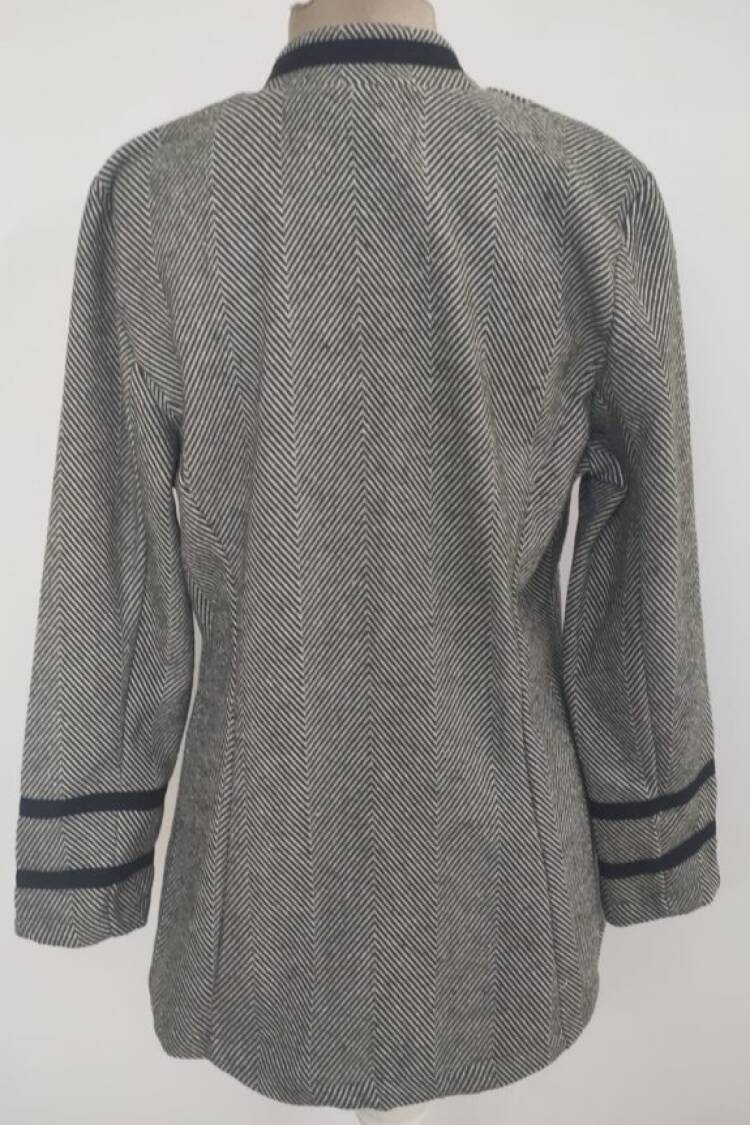 Grey Elegant Buttoned Single-Breasted Blazer Jacket