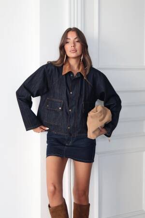 Collar Velvet Detailed Denim Jacket - Brand: Ello - Women & Kids, Baby Clothes Wholesale - Globality Store