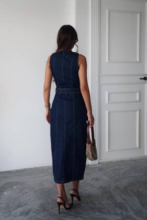 Denim Front Buttoned Sleeveless Belted Dress - Brand: Ello - Women & Kids, Baby Clothes Wholesale - Globality Store