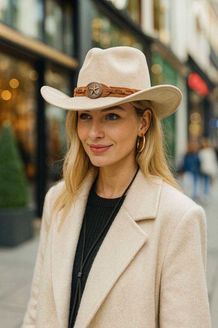 Beige Western Casual Vintage Hat - Brand: Axesoire - Women & Kids, Baby Clothes Wholesale - Globality Store