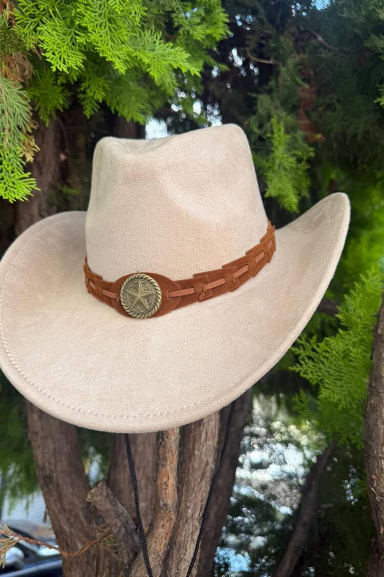 Beige Western Casual Vintage Hat