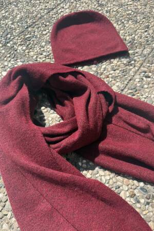 Soft Textured Scarf And Beanie Set - Burgundy - Brand: Axesoire - Women & Kids, Baby Clothes Wholesale - Globality Store