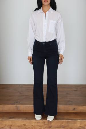 Blue Mom Jeans With High Waist And Flare Leg - Brand: LACARINO - Women & Kids, Baby Clothes Wholesale - Globality Store