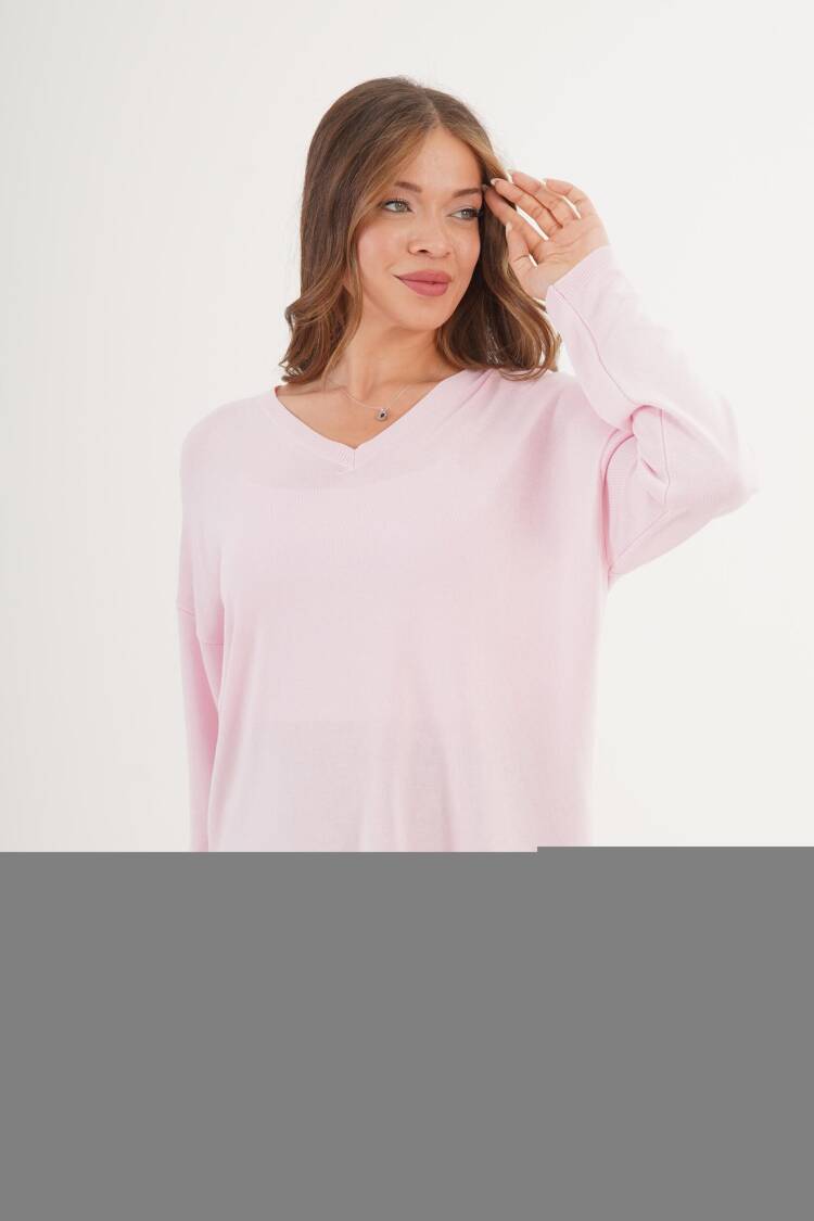 Sweater Oversized V-Neck Long Sleeve Casual