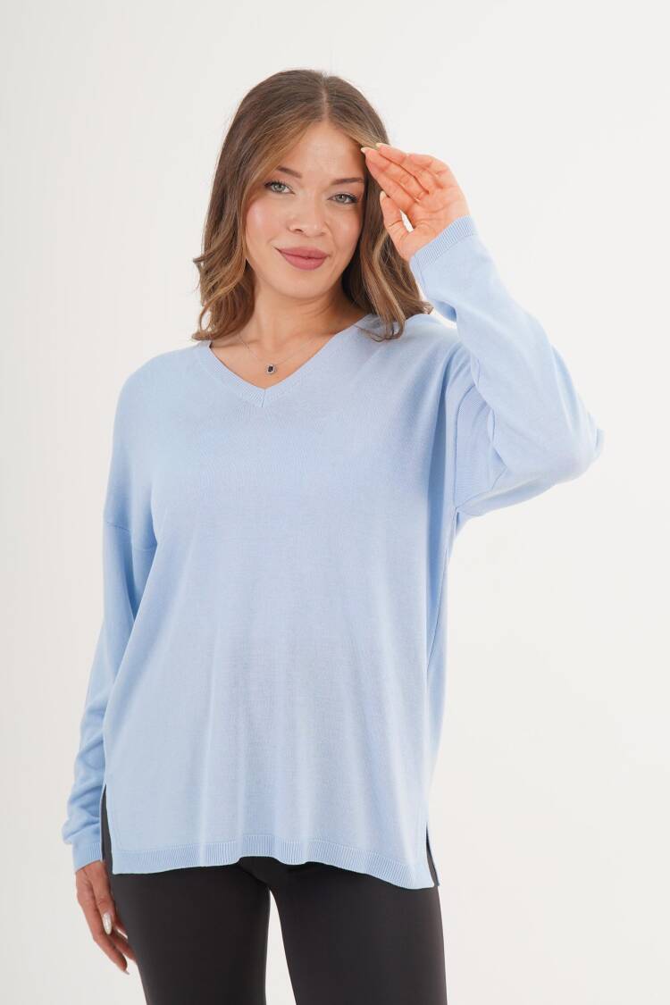 Oversized V-Neck Sweater - Brand: Lustrin - Women & Kids, Baby Clothes Wholesale - Globality Store