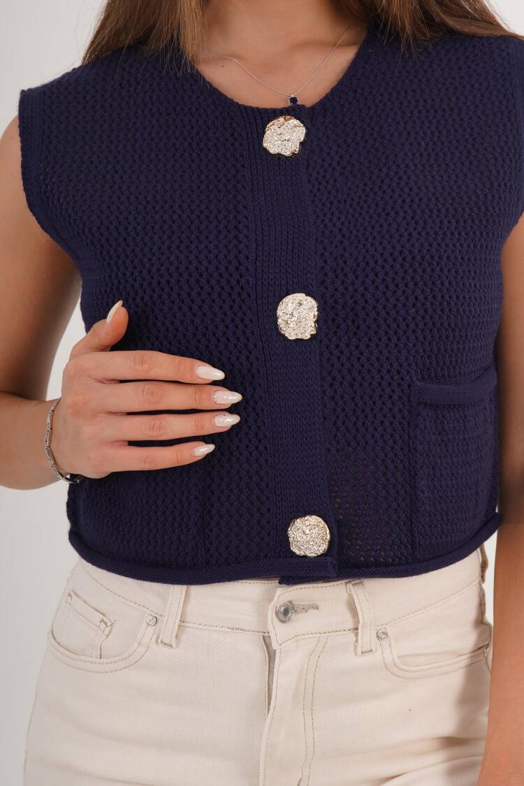 Cardigan With Patch Pockets & Cap Sleeves