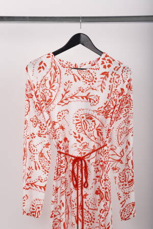 Elegant White Sheath Dress With Paisley Pattern - Brand: Cream Rouge - Women & Kids, Baby Clothes Wholesale - Globality Store