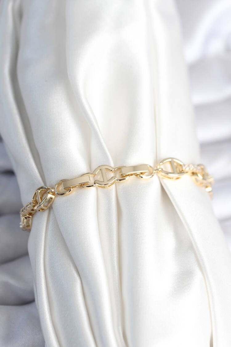 Brass Gold Color Fragmented Chain Pattern Women's Bracelet