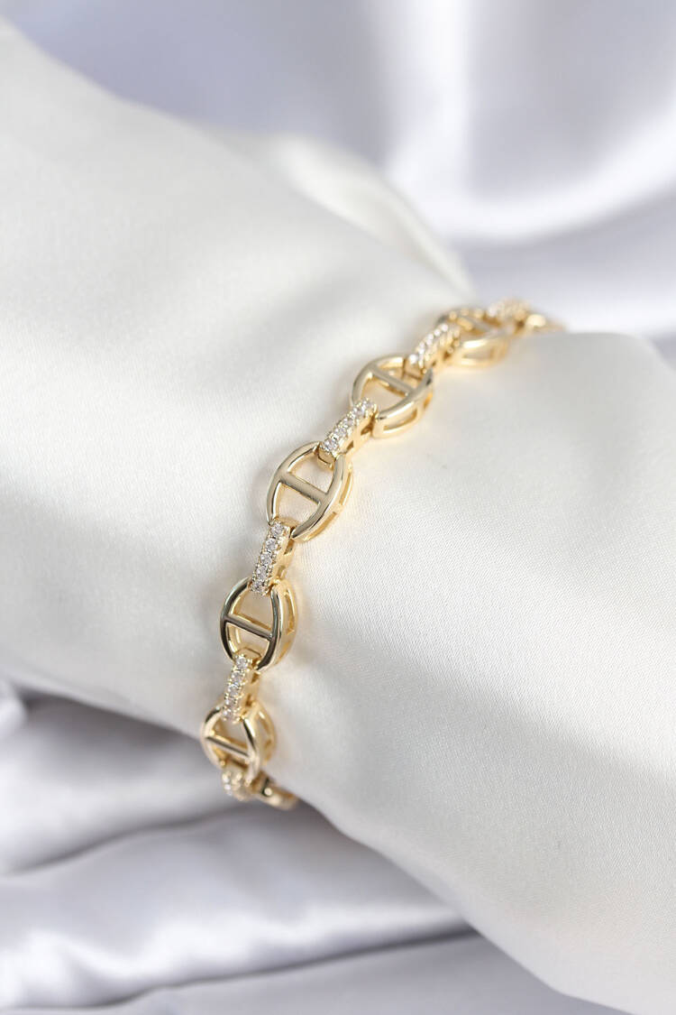 Brass Gold Color Fragmented Chain Pattern Women's Bracelet - Brand: Ebijuteri - Women & Kids, Baby Clothes Wholesale - Globality Store
