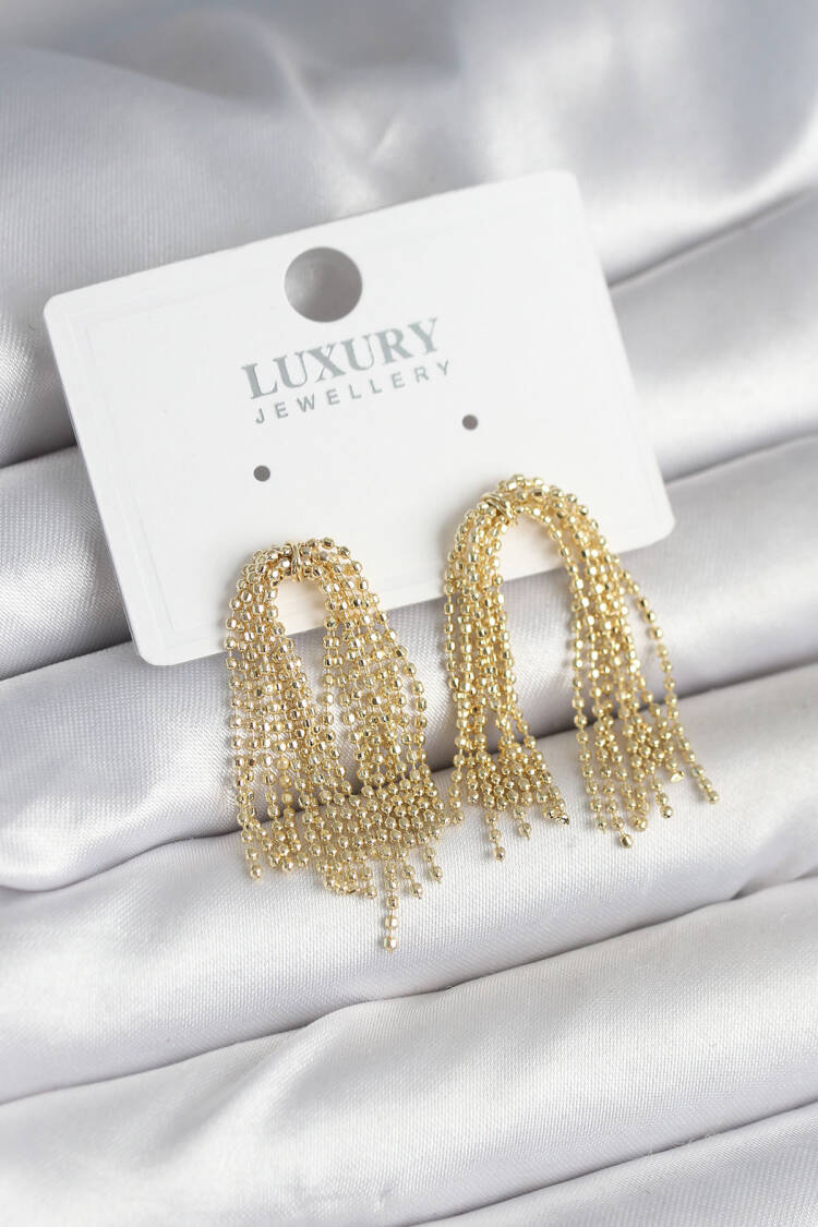 Brass Gold Color Swinging Women's Earrings - Brand: Ebijuteri - Women & Kids, Baby Clothes Wholesale - Globality Store