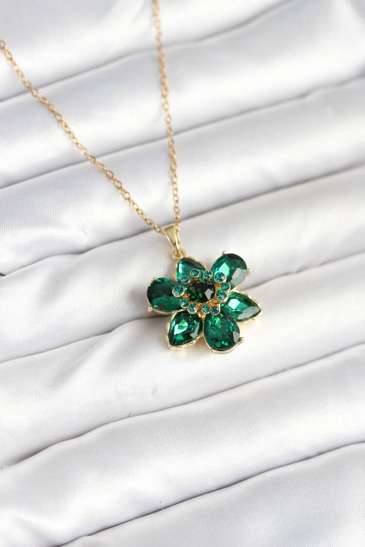 316l Steel Chain Green Flower Model Women Necklace - Brand: Ebijuteri - Women & Kids, Baby Clothes Wholesale - Globality Store