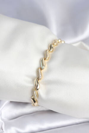 Brass Gold Color Zircon Stone Spiral Pattern Women Bracelet - Brand: Ebijuteri - Women & Kids, Baby Clothes Wholesale - Globality Store