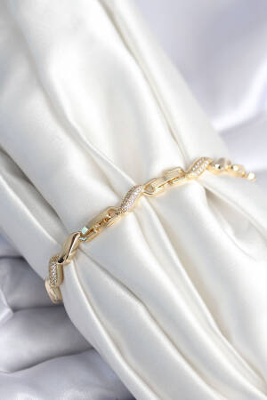 Brass Gold Color Zircon Stone Spiral Pattern Women Bracelet - Brand: Ebijuteri - Women & Kids, Baby Clothes Wholesale - Globality Store