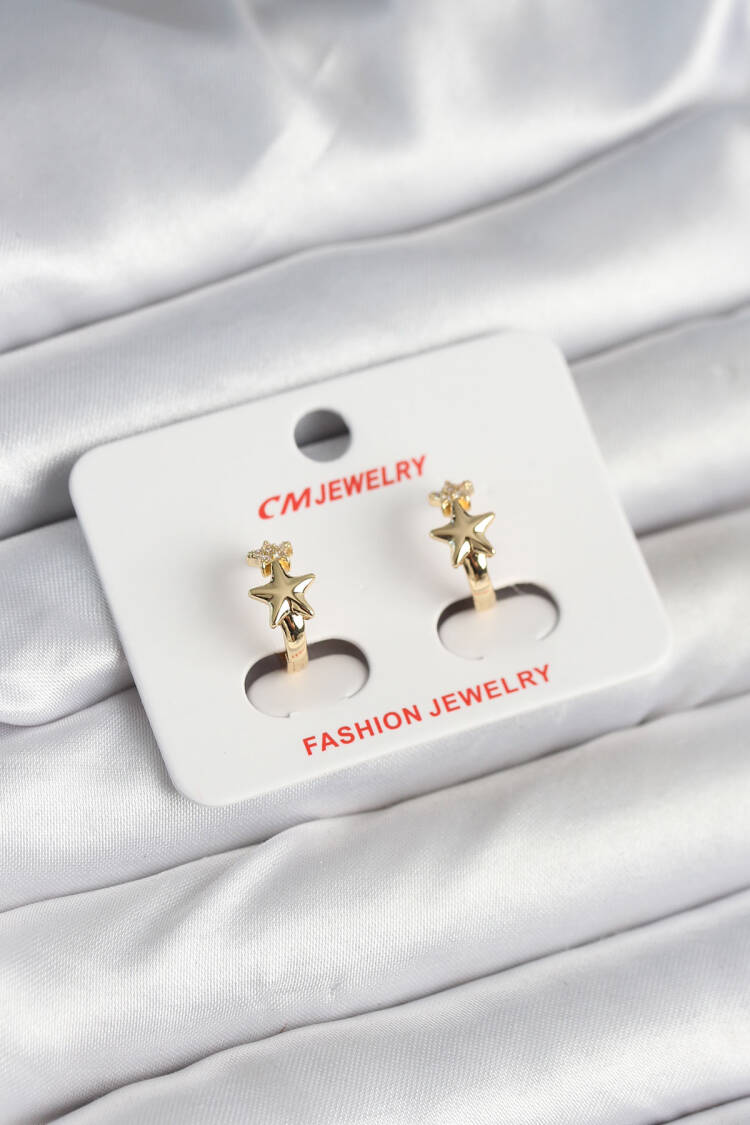 Brass Gold Color Star Women's Earrings - Brand: Ebijuteri - Women & Kids, Baby Clothes Wholesale - Globality Store