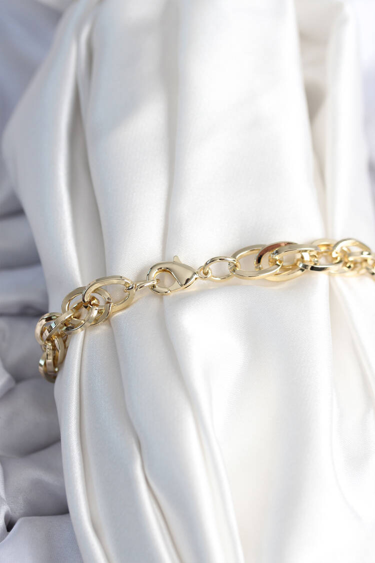 Brass Gold Color Chain Pattern Women's Bracelet